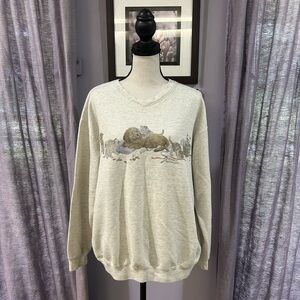 Vintage Northern Woods Puppy and Kitten Sweater